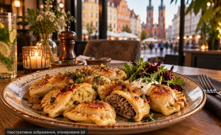 Польські pierogi у ресторані у Вроцлаві